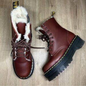 Dr.Martens Jadon Maroon platform fleece lined boots size 6